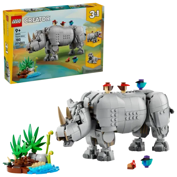 LEGO® Creator 3-in-1-Set 31171 Wilde Tiere: Prächtiges Nashorn mit Vögeln